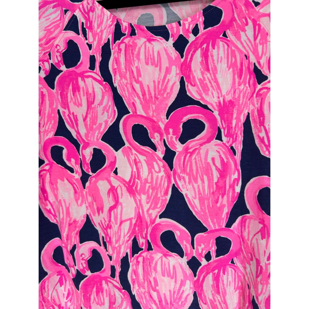 Lilly Pulitzer Via Amor Pink Waverly Flamingo Robyn Top 3/4 Sleeve Women's Large - Picture 7 of 7